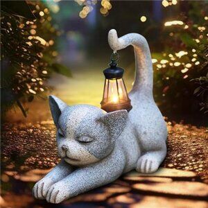 🐱 Solar Cat Garden Statue – Outdoor Decorative Figurine for Yard & Patio ✨